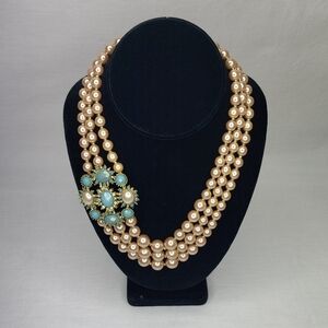 Graduated Faux Pearl Necklace with Accent